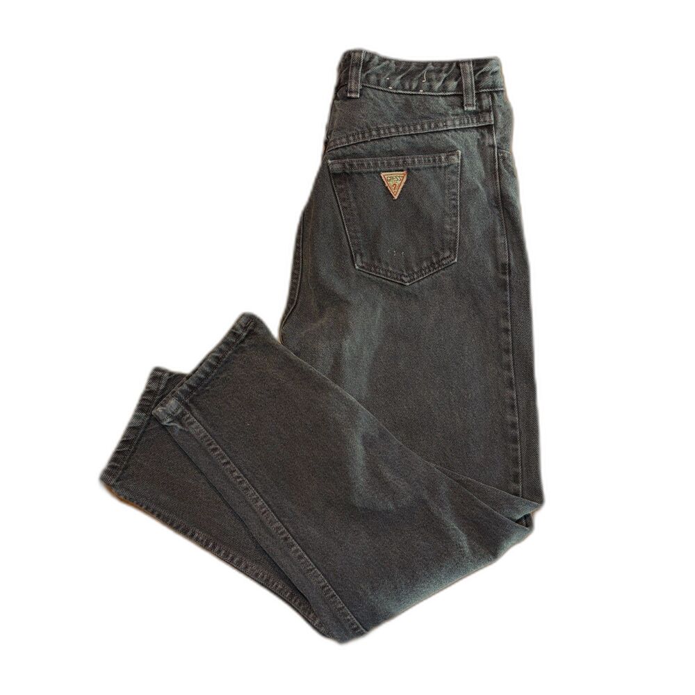 VTG 80s Guess Tapered Jeans Womens Sz 31 Dark Blue Ankle Zip